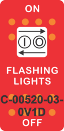 "FLASHING LIGHTS" Red Switch Cap single White Lens ON OFF
