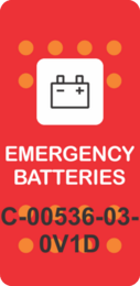 "EMERGENCY BATTERIES" Red Switch Cap single White Lens  ON-OFF