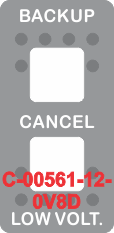 "BACK UP CANCEL LOW VOLT" Grey Switch Cap Double White Lens (ON) OFF (ON)