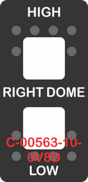 "RIGHT DOME HIGH LOW"  Black Switch Cap dual White Lens  (ON)-OFF-(ON)