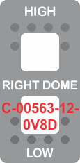 "RIGHT DOME HIGH LOW" Grey Switch Cap Double White Lens (ON) OFF (ON)