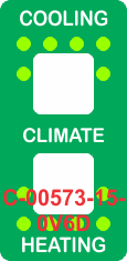 "CLIMATE COOLING HEATING" Green Switch Cap Double White Lens ON OFF ON