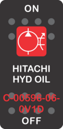 "HITACHI HYD OIL" Black Switch Cap single Red Lens ON OFF