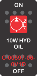 "10W HYD OIL" Black Switch Cap single Red Lens ON OFF