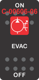 "EVAC" Black Switch Cap single Red Lens ON OFF