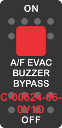 "A/F EVAC BUZZER BYPASS" Black Switch Cap single Red Len's, ON-OFF