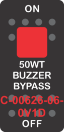 "50WT BUZZER BYPASS" Black Switch Cap single Red Len's, ON-OFF