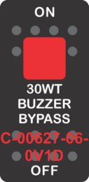 "30WT BUZZER BYPASS" Black Switch Cap single Red Len's, ON-OFF