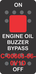 "ENGINE OIL BUZZER BYPASS" Black Switch Cap single Red Len's, ON-OFF