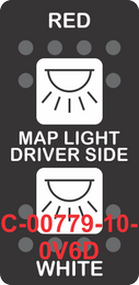 "MAP LIGHT DRIVER SDIE"  Black Switch Cap dual White Lens ON-OFF-ON
