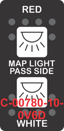 "MAP LIGHT PASS SIDE"  Black Switch Cap dual White Lens ON-OFF-ON