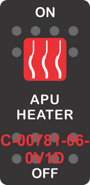 "APU HEATER"  Black Switch Cap Single Red Lens ON-OFF