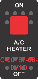 "A/C HEATER" Black Switch Cap Single Red Lens ON-OFF