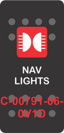 "NAV LIGHTS" Black Switch Cap Single Red Lens ON-OFF