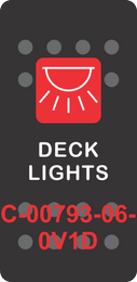 "DECK LIGHTS" Black Switch Cap Single Red Lens ON-OFF