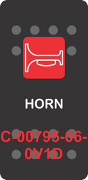 "HORN" Black Switch Cap Single Red Lens ON-OFF