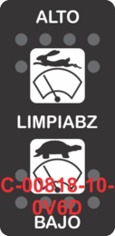 "ALTO LIMPIABZ BAJO"  Black Switch Cap dual White Lens ON-OFF-ON