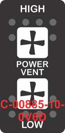 "POWER VENT"  Black Switch Cap dual White Lens ON-OFF-ON