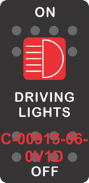 "DRIVING LIGHTS"  Black Switch Cap single Red Lens ON-OFF