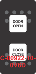 "DOOR OPEN DOOR CLOSE"  Black Switch Cap dual White Lens ON-OFF-ON