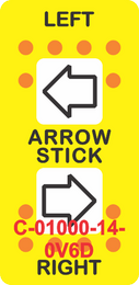 "LEFT ARROW STICK RIGHT"  Yellow Switch Cap dual White Lens ON-OFF-ON