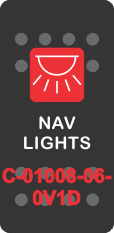 "NAV LIGHTS"  Black Switch Cap single Red Lens ON-OFF