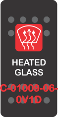 "HEATED GLASS"  Black Switch Cap single Red Lens ON-OFF