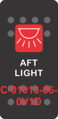 "AFT LIGHT"  Black Switch Cap single Red Lens ON-OFF