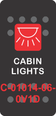"CABIN LIGHTS"  Black Switch Cap single Red Lens ON-OFF