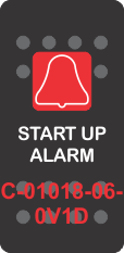 "START UP ALARM" Black Switch Cap single Red Lens ON-OFF