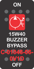 "15W40 BUZZER BYPASS" Black Switch Cap single Red Lens