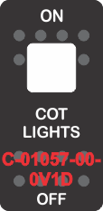 "COT LIGHTS" BLACK SWITCH CAP, SINGLE WHITE LENS ON-OFF