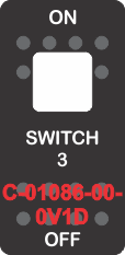 "SWITCH 3" Black Switch Cap Single White Lens ON OFF
