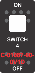 "SWITCH 4" Black Switch Cap Single White Lens ON OFF