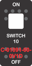 "SWITCH 10" Black Switch Cap Single White Lens ON OFF