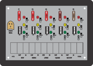 Five Relay, Positive Input, On Indicator. Timberline
